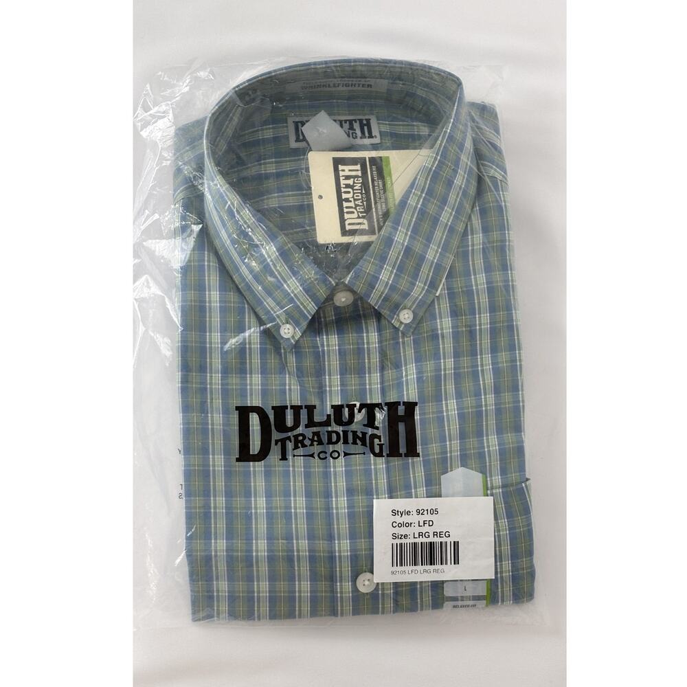 Duluth Mens Wrinklefighter Relaxed Fit Long Sleeve Shirt Size Large Blue New